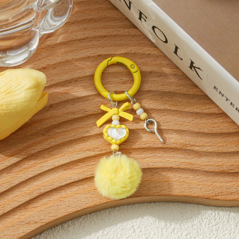 Wholesale 5pcs Creative hair ball beaded DIY keychain